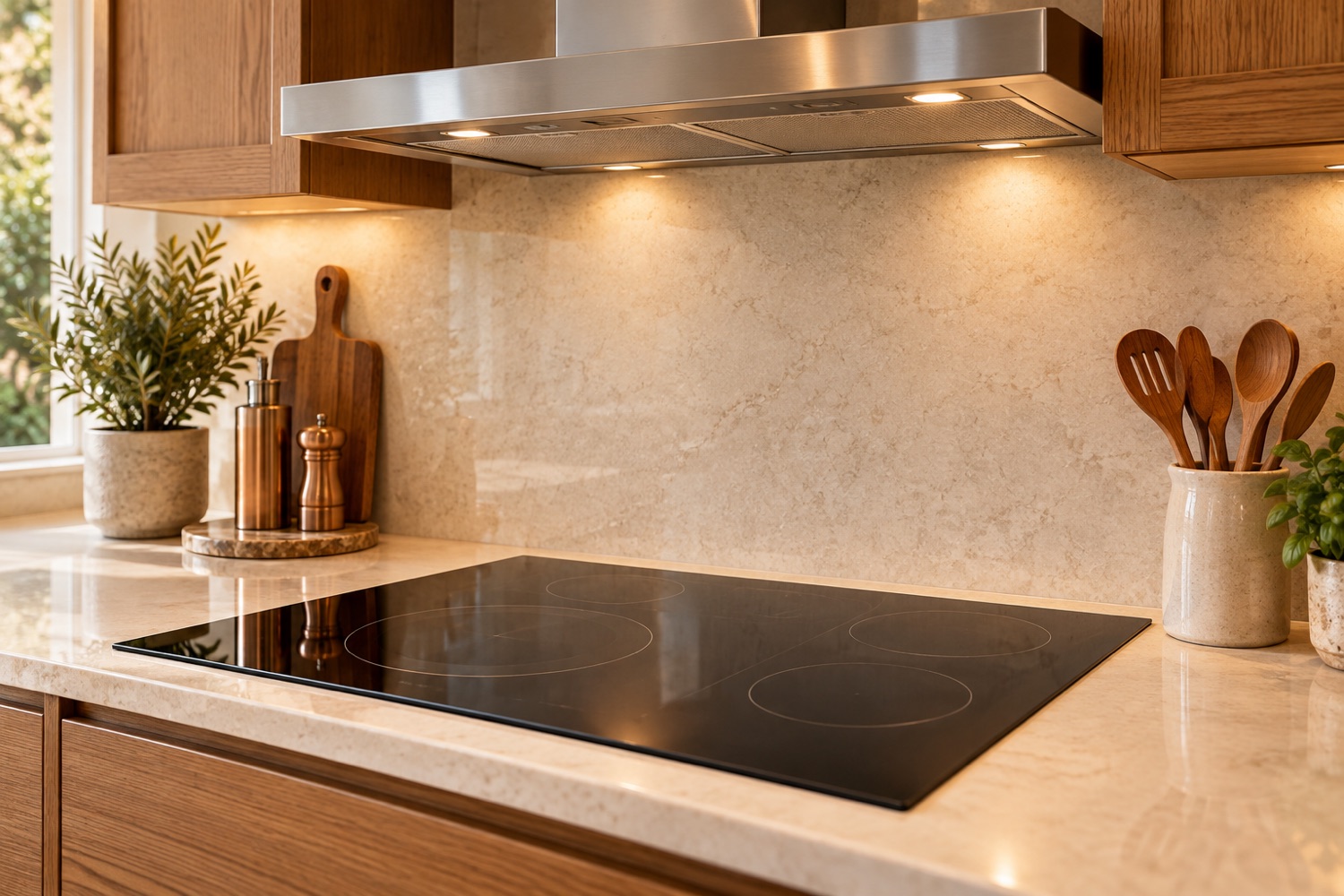 AI-generated spotless induction hob and extractor